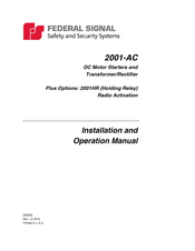 Federal Signal Corporation 2001-AC Installation And Operation Manual