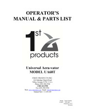 First Products UA60T Operator's Manual & Parts List