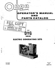 Onan DYG Series Operator's Manual And Parts Catalog