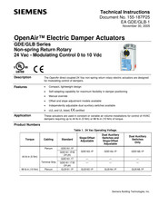 Siemens OpenAir GDE Series Technical Instructions