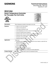 Siemens RCC10U Technical Instructions