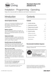 Yale Smart Living HSA6210-R Installation, Programming, Operating