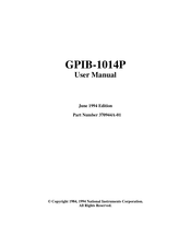 National Instruments Corporation GPIB-1014P User Manual