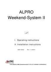 alpro Weekend-System II Operating & Installation Instructions Manual