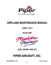 Piper Aircraft Corporation Malibu Mirage PA-46-350P Airplane Maintenance Manual