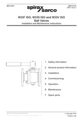 Spirax Sarco M33V2 ISO Installation And Maintenance Instructions Manual