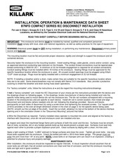 Hubbell Killark B7NFD Series Installation, Operation & Maintenance Data Sheet