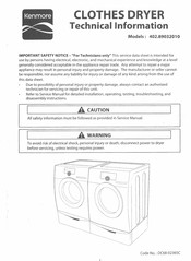 Kenmore 402.89032010 Technical Information