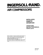 Ingersoll-Rand Intellisys Remote Interface Operators/Instruction Manual And Parts List