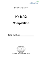 Hydrotec HY-MAG Competition Operating Instructions Manual