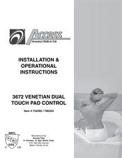 Access VENETIAN DUAL TOUCH PAD CONTROL 3672 Installation & Operational Instructions