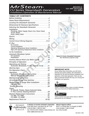 Sussman MrSteam CU Series Installation, Operation & Maintenance Manual