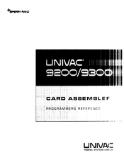 UNIVAC 9200 Programmer's Reference Manual