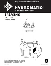 Pentair Hydromatic SB4S Installation And Service Manual