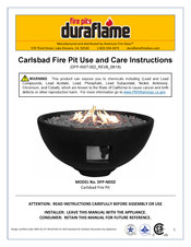 Duraflame Carlsbad DFP-ND02 Use And Care Instructions Manual