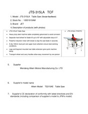 Jet JTS-315LA Operating Instructions Manual