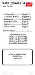 Zenith HydroTap G4 BC160/125 User Manual
