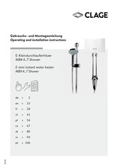 clage MBX4 Shower Operating And Installation Instructions