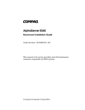 Compaq AlphaServer ES45 Installation Manual