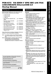 Advantech PCM-4372 Startup Manual
