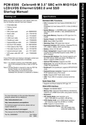 Advantech PCM-9386 Startup Manual