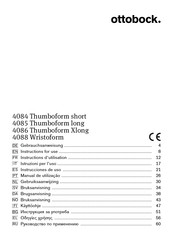 Otto Bock 4084 Thumboform short Instructions For Use Manual