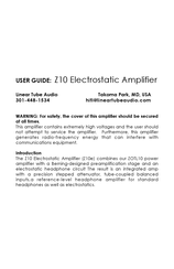 Linear Tube Audio Z10e User Manual