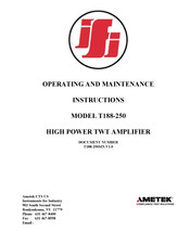 Ifi T188-250 Operating And Maintenance Instructions Manual
