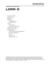 Automated Logic LGRM-E Technical Instructions