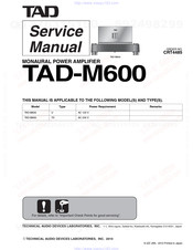 TAD TAD TAD-M600 Service Manual