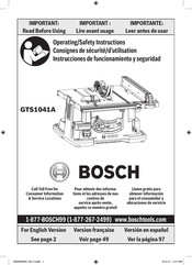 Bosch GTS1041A Operating/Safety Instructions Manual