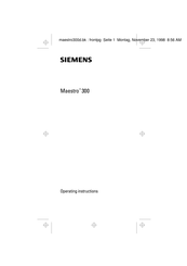 SIEMENS Maestro 300 Operating Instructions Manual
