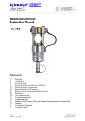 Klauke TEXTRON PK 25/2 Instruction Manual