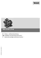 Wilo Drain LP 40 Installation And Operating Instructions Manual
