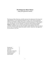 Dangerous Music Master Setup And Operation Manual