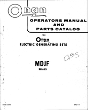 Onan MDJF Series Operator's Manual And Parts Catalog