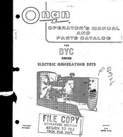 Onan DYC Series Operator's Manual And Parts Catalog