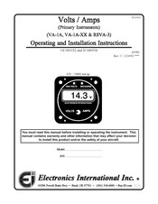 Electronics International VA-1A-XX Operating And Installation Instructions