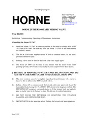 HORNE H-2501 Installation, Operating,  & Maintenance Instructions