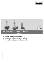 Wilo Drain TP 65 Series Installation And Operating Instructions Manual