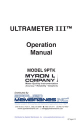 Applied Membranes MYRON L COMPANY Ultrameter III  9PTK Operation Manual