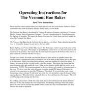 Vermont Castings Bun Baker Operating Instructions Manual
