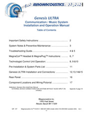 Magnacoustics Genesis ULTRA Installation And Operation Manual