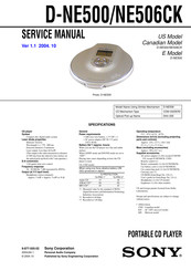 Sony CD Walkman D-NE500 Service Manual