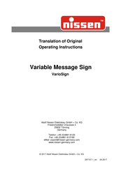 nissen VarioSign Series Translation Of Original Operating Instructions