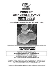 Harbor Freight Tools One Stop Gardens 94954 Assembly And Operating Instructions Manual