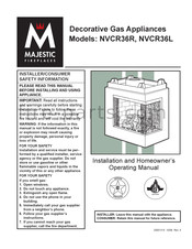 Majestic fireplaces NVCR36LEP Installation And Homeowner’s Operating Manual
