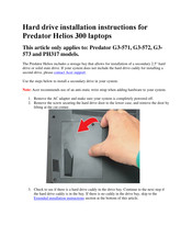 Acer Predator Helios 300 PH317 Installation Instructions Manual