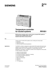 Siemens RRV851 Quick Start Manual