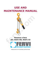 Fervi 0237/05 Use And Maintenance Manual